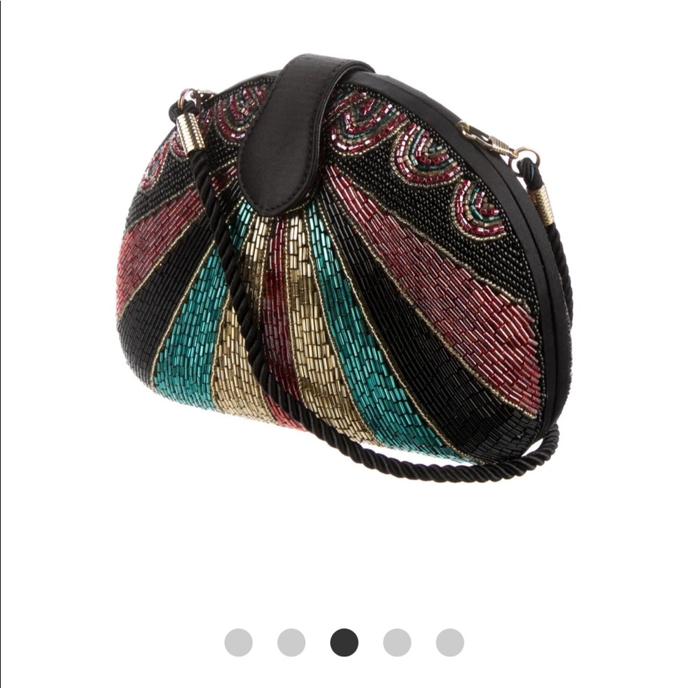Bob Mackie Beaded Black, Teal, Gold & Burgundy Dome Shoulder Bag - Picture 3 of 4